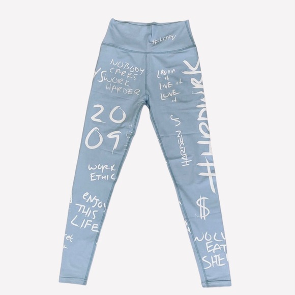 NWOT HTFU High Waist Analog Leggings Light Blue / White XS - Picture 2 of 9